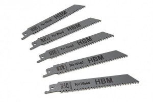 HBM 5-delige 150 mm 6 TPI reciprozaagbladenset voor hout