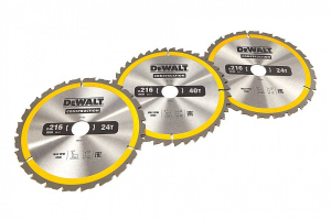 DEWALT DT1962-QZ 3-delige cirkelzaagbladen set 216x30mm 2x24-tands 1x40-tands