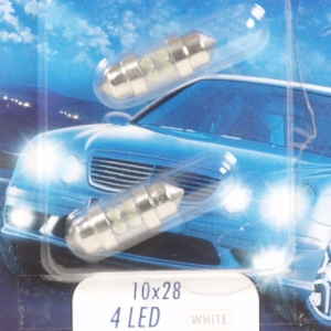 Lamp 12V - 4 x LED 10 x 28 wit, 2 stuks