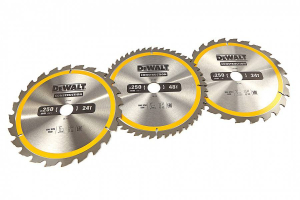 DEWALT DT1963-QZ 3-delige cirkelzaagbladen set 250x30mm 2x24-tands 1x48tands
